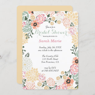 Vintage Pastel Flower Wreath Party Invitation