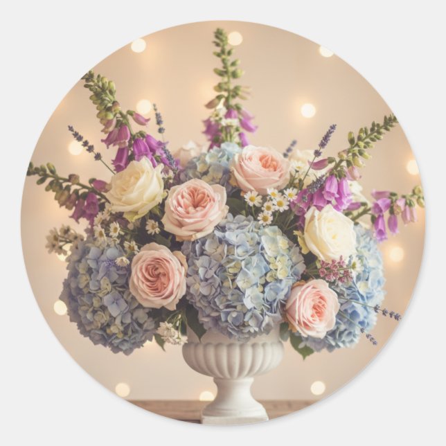 Vintage Pastel Garden Bouquet Classic Round Sticker (Front)