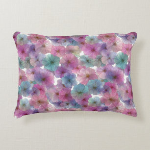 Vintage Pastel Green and Pink Spring Floral Decorative Cushion