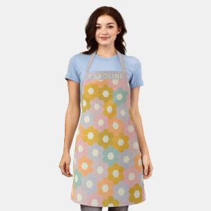 Vintage Pastel Hexagon Flower Pattern Personalised Apron
