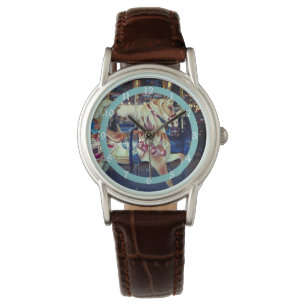 Vintage Pastel Merry Go Round Carousel Photo Watch