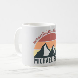 Vintage pastel mountains are calling monogram grey coffee mug