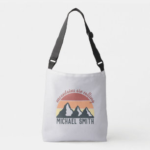 Vintage pastel mountains are calling monogram grey crossbody bag