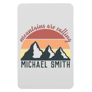 Vintage pastel mountains are calling monogram grey magnet