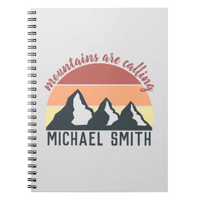 Vintage pastel mountains are calling monogram grey notebook (Front)