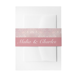 Vintage Pastel Pink Silver Floral  Invitation Belly Band