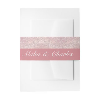 Vintage Pastel Pink Silver Floral  Invitation Belly Band