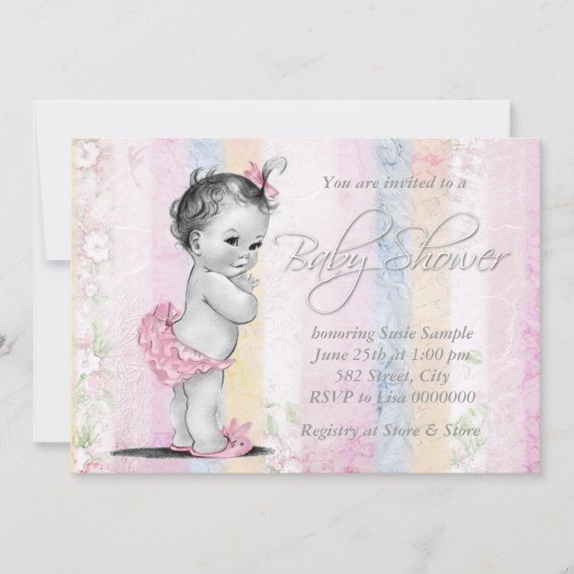 Vintage Pastel Rainbow Baby Shower Invitation (Front)