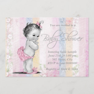 Vintage Pastel Rainbow Baby Shower Invitation