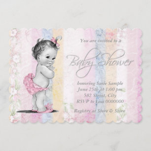 Vintage Pastel Rainbow Baby Shower Invitation