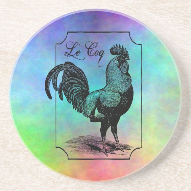 Vintage Pastel Rooster Coaster (Front)