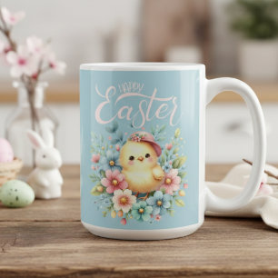 Vintage Pastel Spring Chick In Floral Happy Easter Coffee Mug