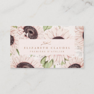 Vintage Pastel Sunflower Pattern Rose Gold Foil Business Card