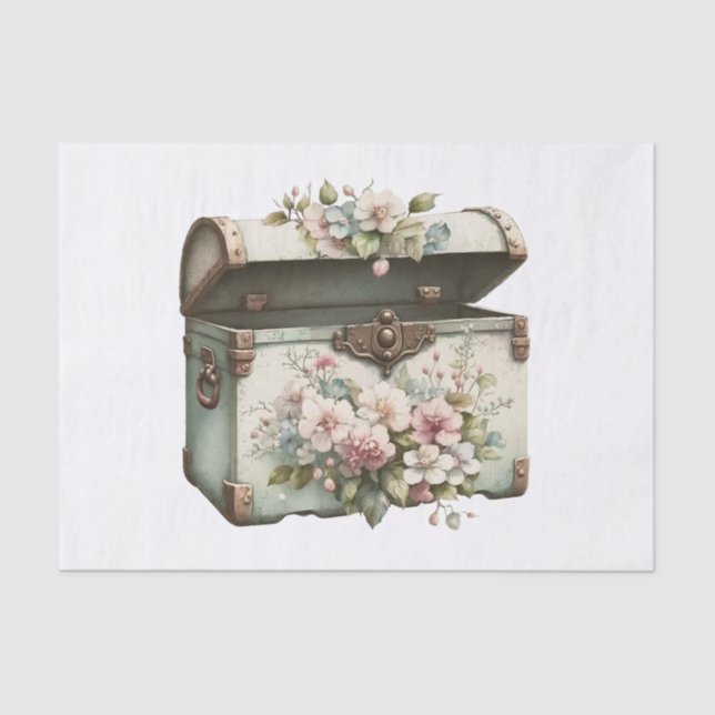 Vintage Pastel Trunk Decoupage Tissue Paper (Front)