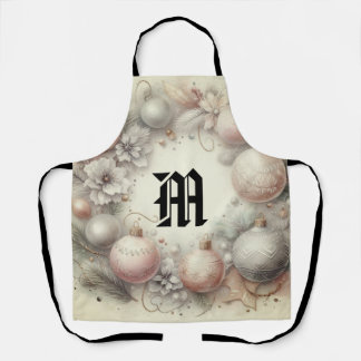 Vintage Pastel Watercolor Christmas Ornaments  Apron