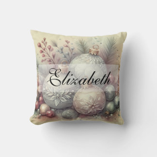 Vintage Pastel Watercolor Christmas Ornaments Cushion