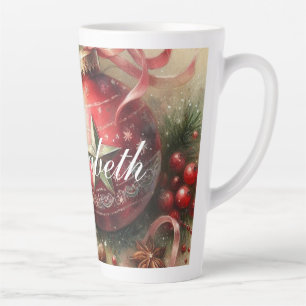 Vintage Pastel Watercolor Christmas Ornaments Latte Mug