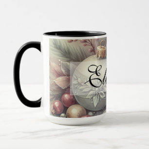 Vintage Pastel Watercolor Christmas Ornaments Mug