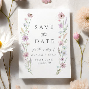 Vintage Pastel Wildflower Wedding Save the Date Invitation