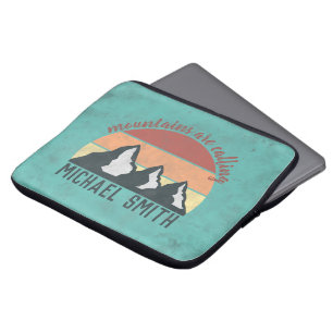 Vintage pastels mountains are calling monogram laptop sleeve