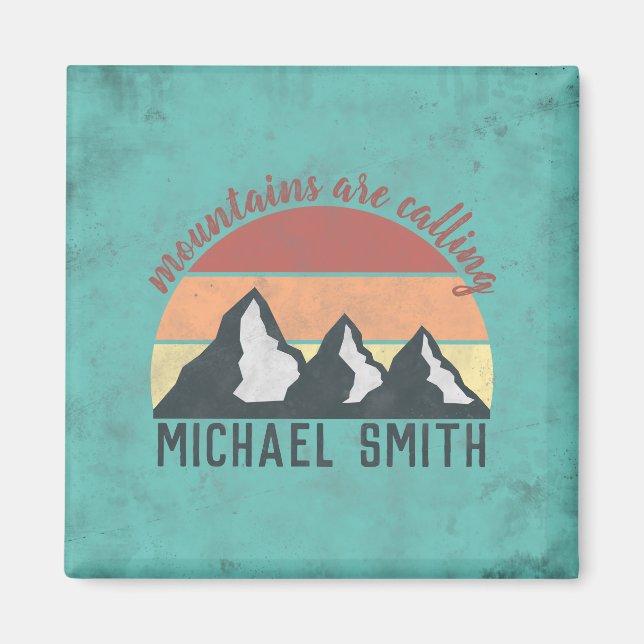 Vintage pastels mountains are calling monogram magnet (Front)