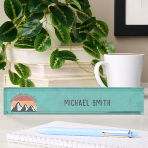 Vintage pastels mountains are calling monogram nameplate