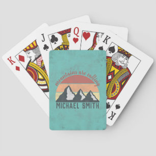 Vintage pastels mountains are calling monogram playing cards