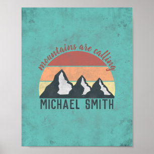 Vintage pastels mountains are calling monogram poster