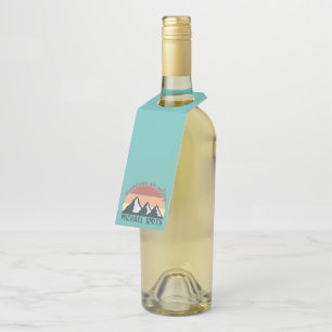 Vintage pastels mountains are calling monogram sky bottle tag