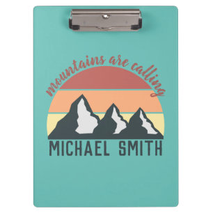 Vintage pastels mountains are calling monogram sky clipboard
