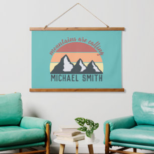 Vintage pastels mountains are calling monogram sky hanging tapestry