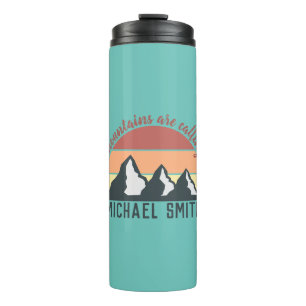 Vintage pastels mountains are calling monogram sky thermal tumbler
