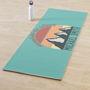 Vintage pastels mountains are calling monogram sky yoga mat