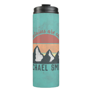 Vintage pastels mountains are calling monogram thermal tumbler