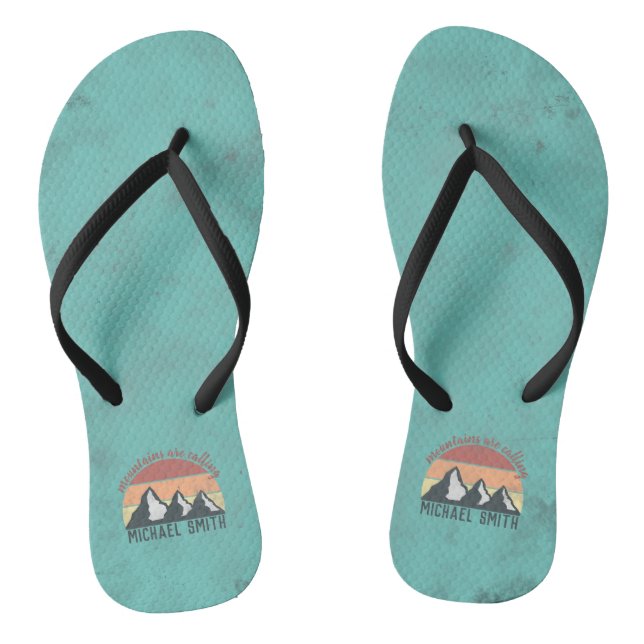 Vintage pastels mountains are calling monogram thongs (Footbed)