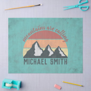 Vintage pastels mountains are calling monogram tissue paper