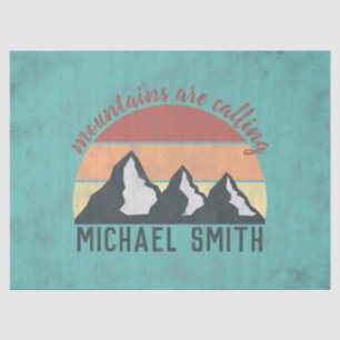 Vintage pastels mountains are calling monogram tissue paper