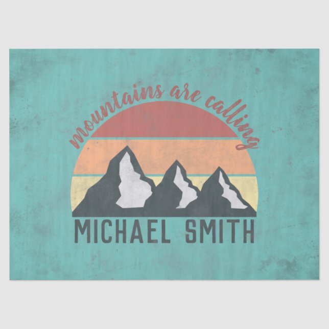 Vintage pastels mountains are calling monogram tissue paper (Front)