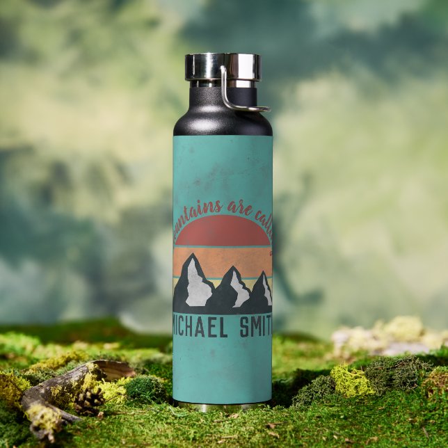 Vintage pastels mountains are calling monogram water bottle (Outdoor)