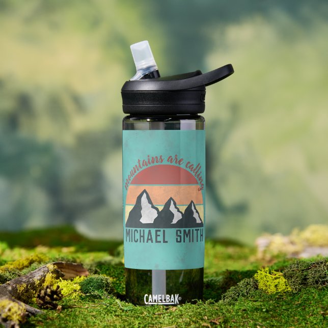 Vintage pastels mountains are calling monogram water bottle (Outdoor)