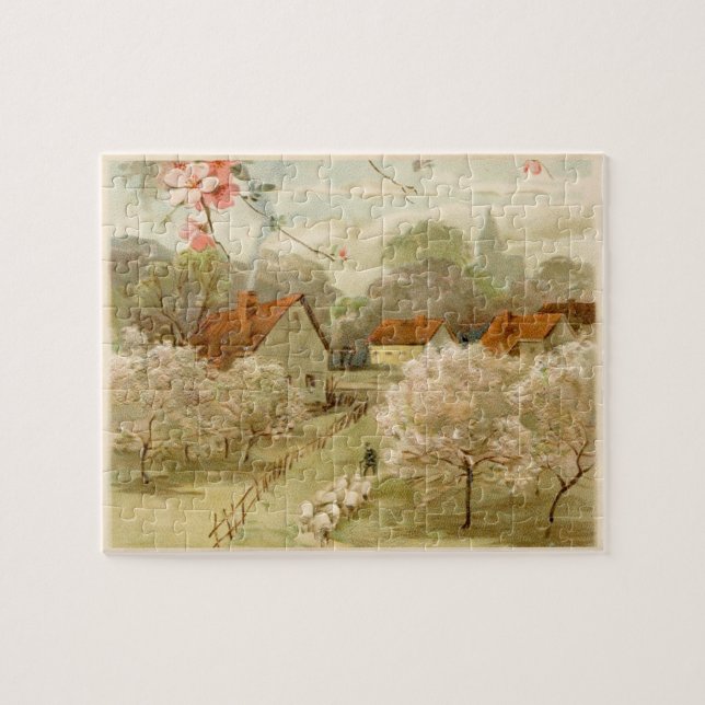 Vintage Pastoral Town Spring Puzzle (Horizontal)