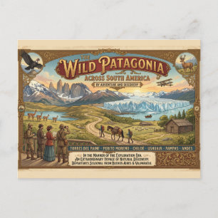 Vintage Patagonia Travel Poster Exploration Era Postcard
