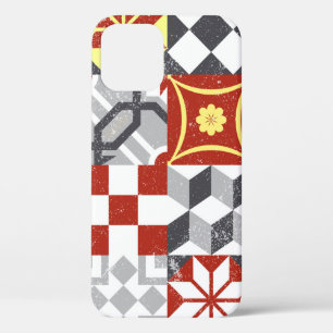 Vintage patchwork background, traditional tile dec iPhone 12 case
