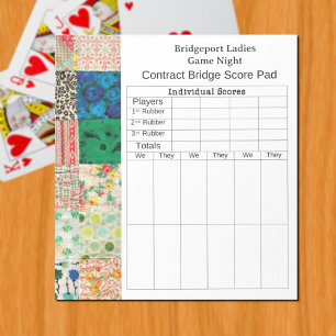 Vintage Patchwork Bridge Score Notepad
