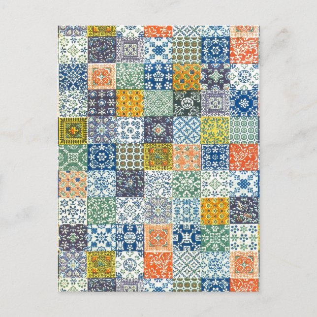 Vintage Patchwork Fabric Postcard (Front)