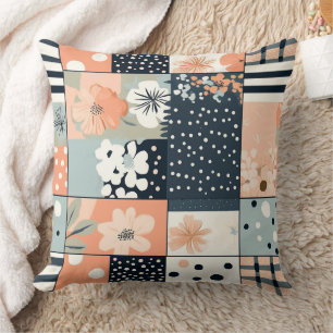 Vintage Patchwork Floral Quilt in Soft Pastel Tone Cushion