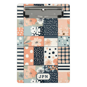 Vintage Patchwork Floral Quilt in Soft Pastel Tone Mini Clipboard