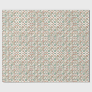 Vintage Patchwork Gingham Chequered Textile Design Wrapping Paper