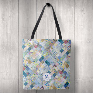 Vintage Patchwork Monogram Tote Bag