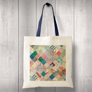 Vintage Patchwork Print Tote Bag